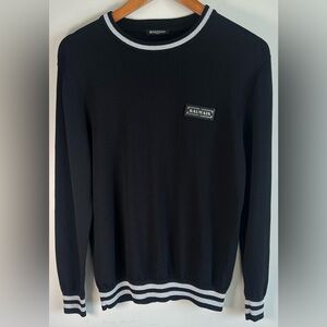 Balmain Paris Black & Silver Knit Sweater Men’s Luxury Designer Crew Neck NWOT
